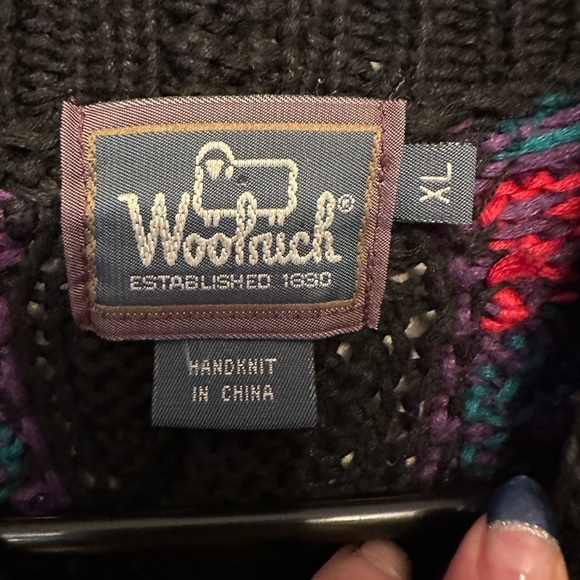 Vintage 90’s Woolrich Multicolor Handknit Sweater Size XL - Picture 2 of 7